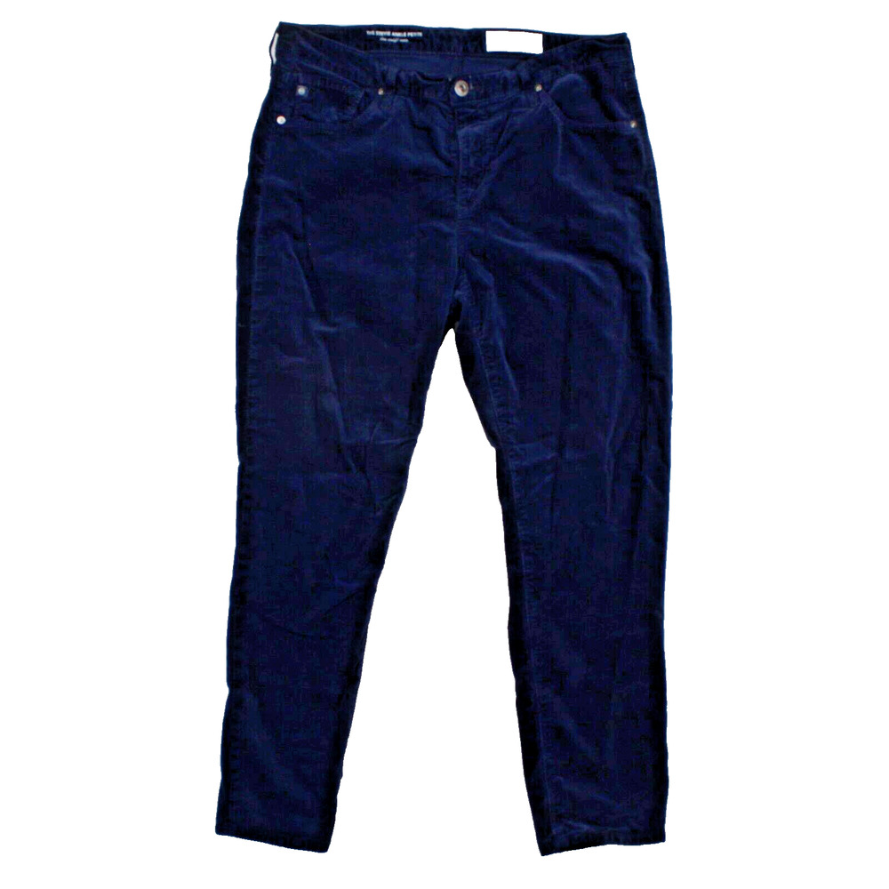AG Jeans x Anthropologie The Stevie Womens 31 P Blue Velvet Ankle Straight Leg